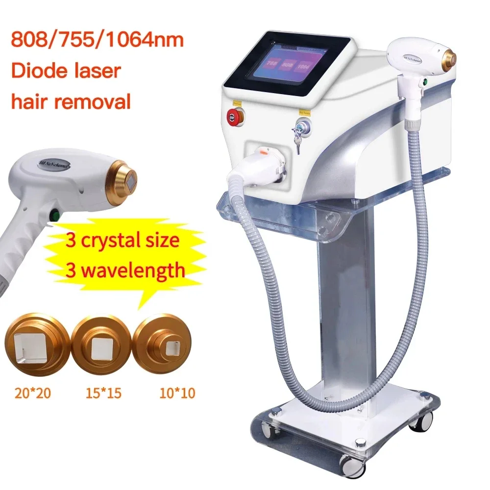 

Diode Laser 755 808 1064nm 3 Wavelengths Hair Removal Machine Cooling Head Painless Laser Epilator Face Body Hair Removal