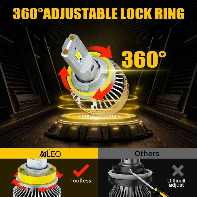 AILEO 200W 70000Lm H7 H4 H11 Led Lights Super Bright For Car Headlight High Power Automotivo Canbus H8 H9 Turbo Lamp 6500K Bulbs