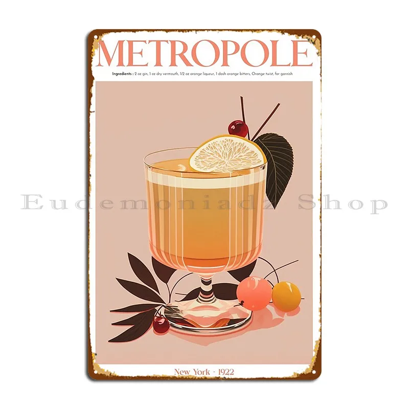 Cocktail Metropole New York Metal Signs Wall Cave Mural Living Room Iron  Club Tin Sign Poster