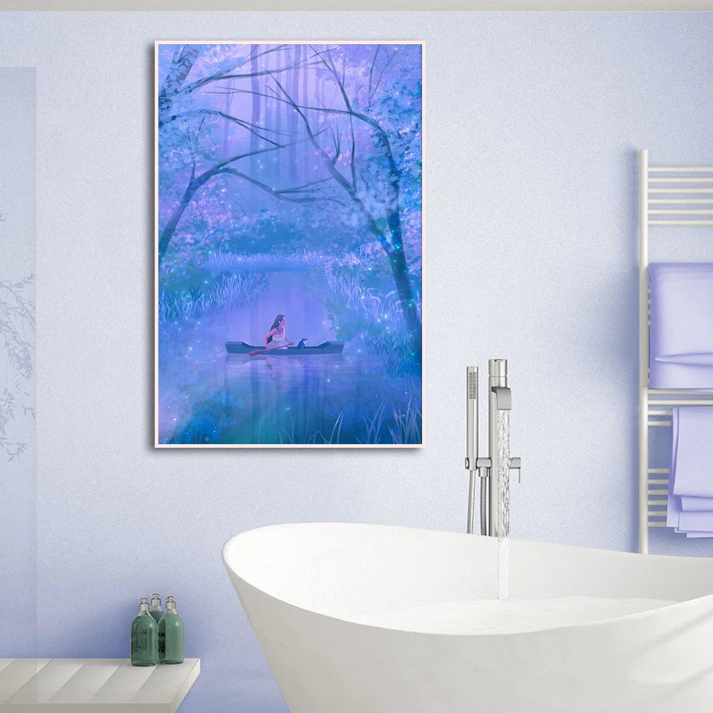 Pocahontas Poster Modern Disney Wall Art Canvas Painting Print Blue Pirple Landscape Picture for Living Room Home Decor Cuadros