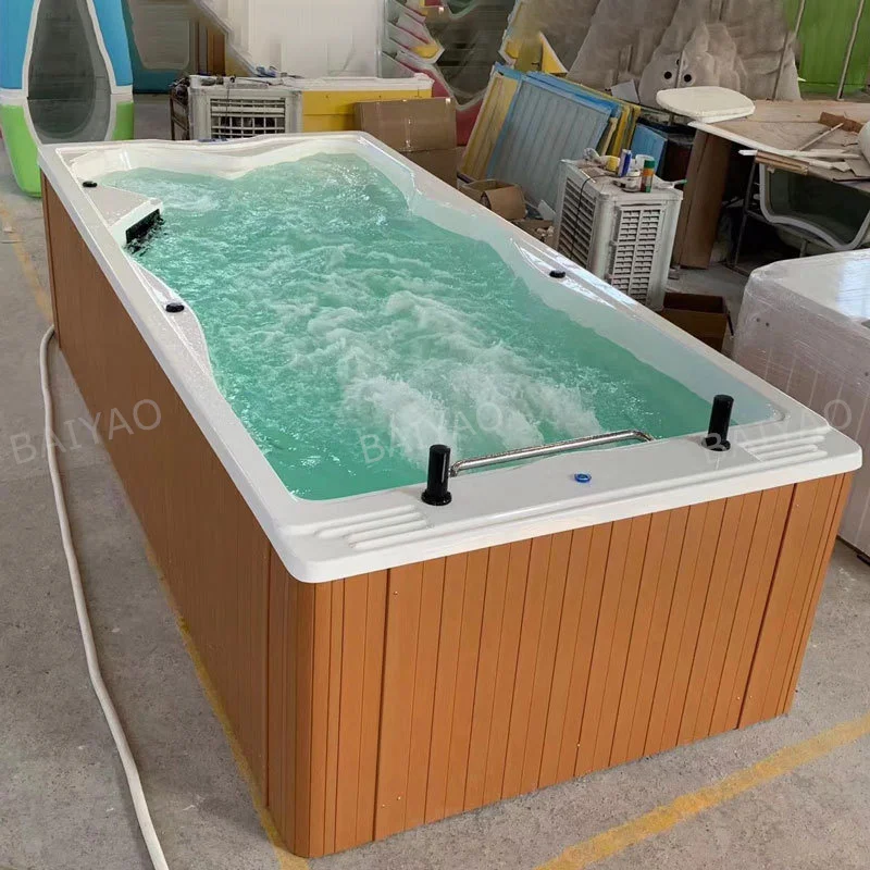 Spa de natación al aire libre acrílico para piscina multifunción con sistema de chorro de contracorriente y asientos de masaje para Fitness en casa
