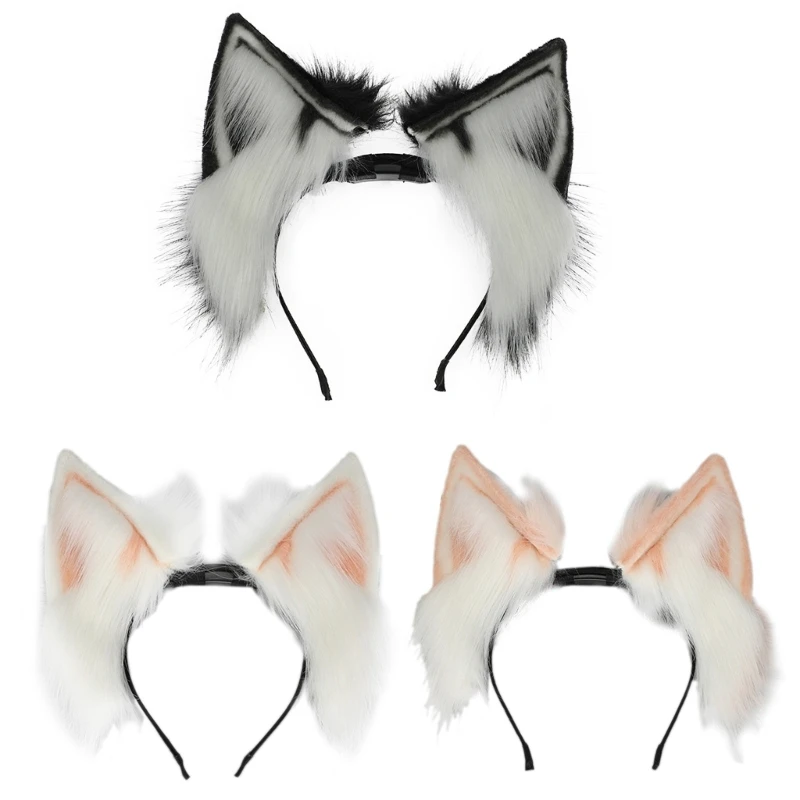 

MXMB Furry Plush Headband Ear Hairband Girl Women Headdress Photo Accessories