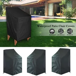 Waterproof Chair Cover 210D Oxford Cloth Outdoor Garden Universal Stackable Furniture Covers Dust Anti-UV Adjustable Hem Cord