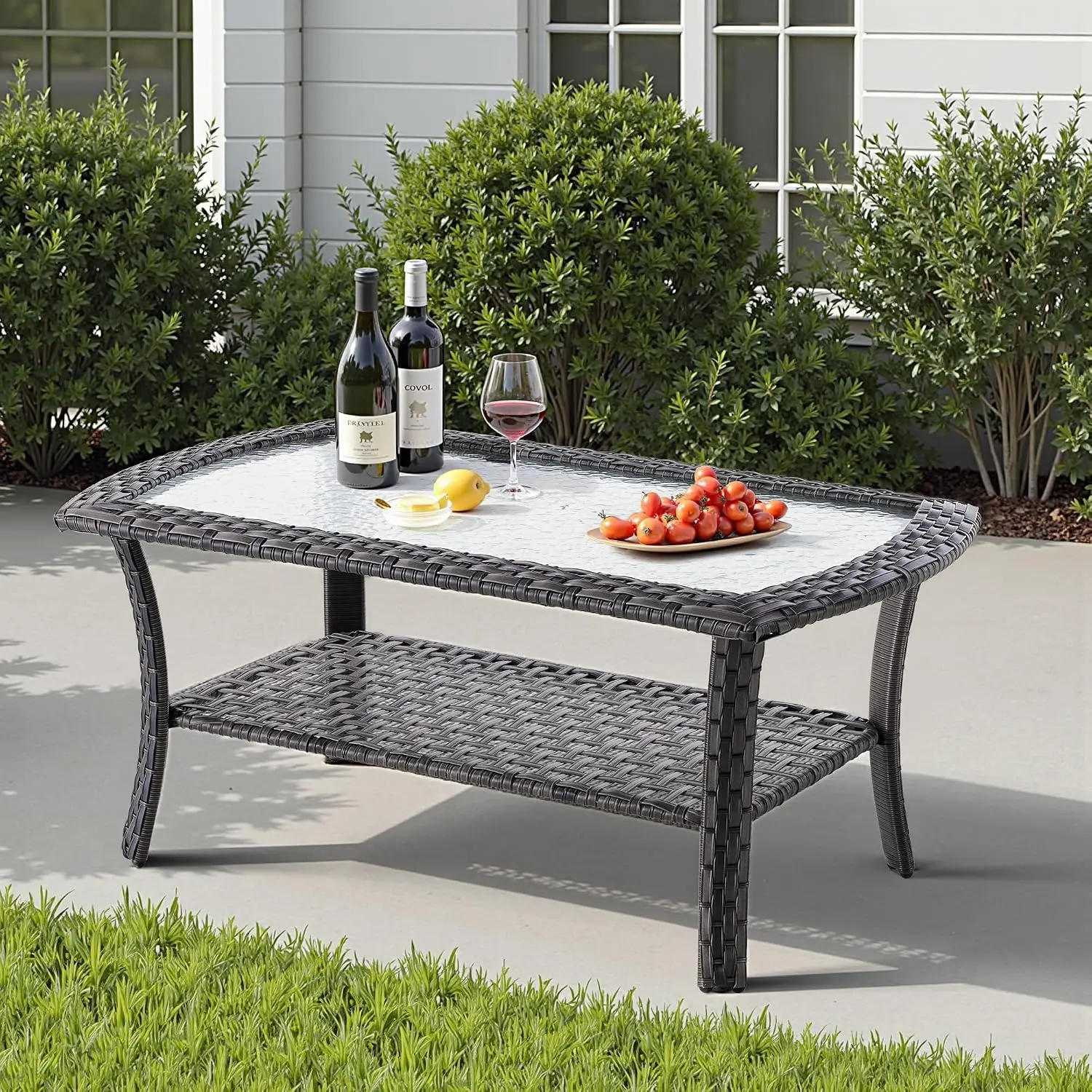 R Outdoor Loveseat & Chairs Set With Table, High Back Deep Seating Patio Furniture, Grey, Customized