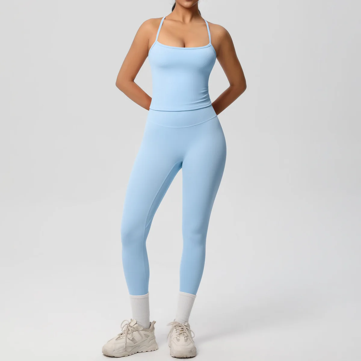 JUREN Yoga Outfits Women Tracksuit Fitness Suit Training Sleeveless Sport Gym Set Workout Overalls Sports Underwear Sportswear