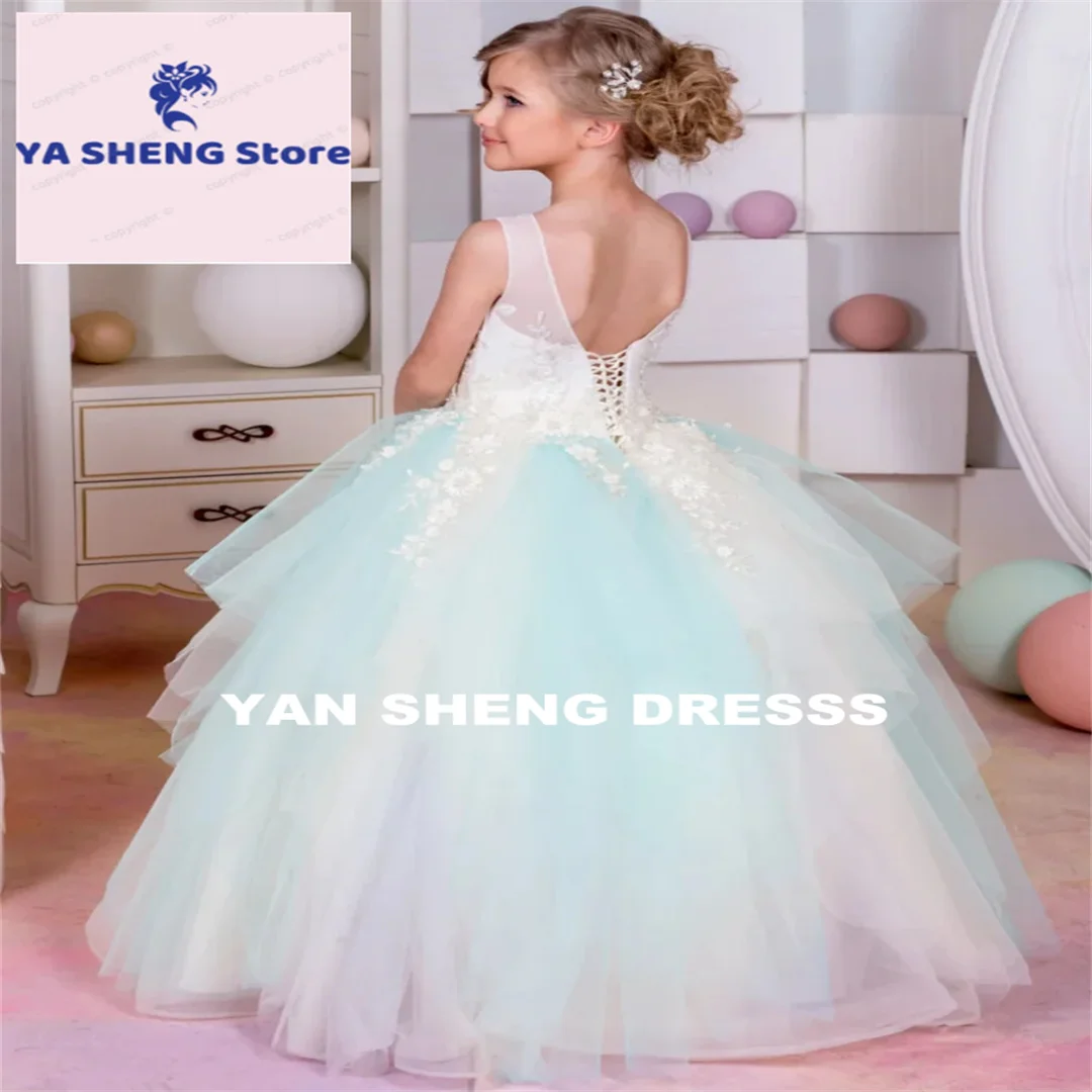 فساتين فتاة الزهور المخصصة تنورة عالية منخفضة مع فيونكة بدون أكمام لحفلات الزفاف وأعياد الميلاد وحفلات التواصل الأول