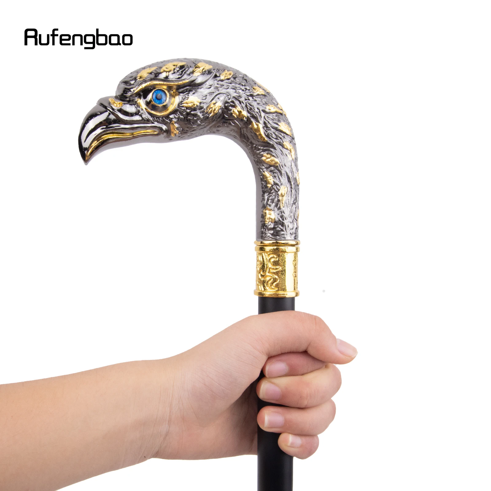 Golden Black Luxury Eagle Head Single Joint Fashion Walking Stick Decorative Vampire Cospaly Walking Cane Halloween Crosier 92cm