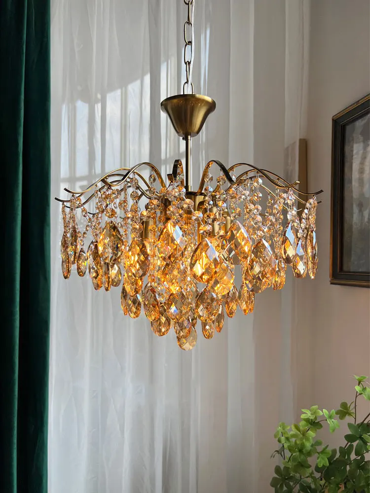 

Home Ceiling Chandeliers LED Lighting Crystal Pendant Romantic Hanging Lamp for Ceiling Vintage Living Room Decor Luxury Lustres