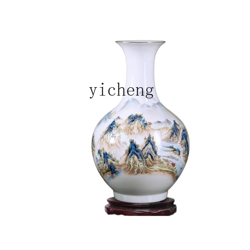 

ZYY living room new Chinese-style ornament thousand miles Jiangshan porcelain home desktop bogu rack decoration