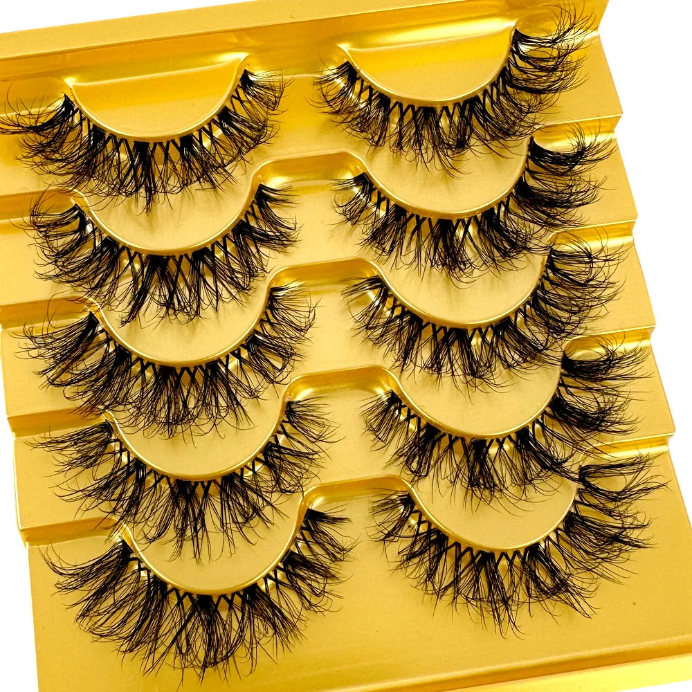 5pairs Mink Eyelashes Invisible Band Lash Extension Natural False Eyelashes Cross Cluster Fairy 3D Faux Big Eye Long Fake Lashes