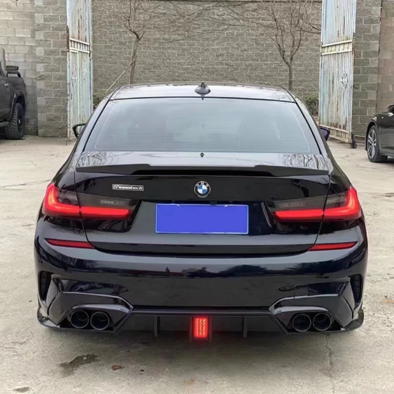 Car Styling Rear Bumper Protector ABS Material Rear Diffuser Lip Fit 2019-2023 For BMW 3 Series G20 Sport 330i M340i Gloss Black