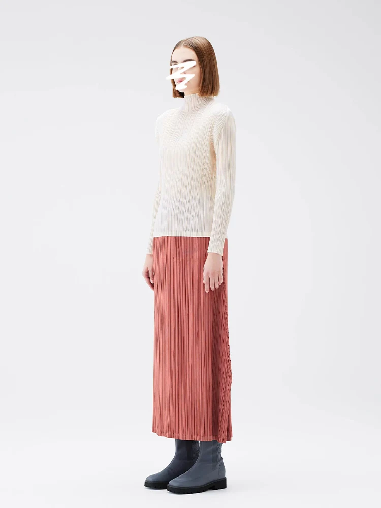 High Waist Pure Color Straight Cut Midi Skirt Casual Summer Trendy Half-length Skirts A-Line Silhouette Elastic Waist