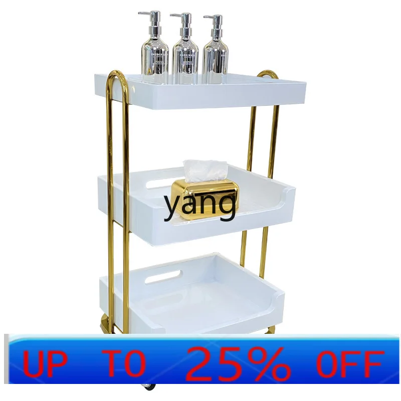 LMMbeauty salon special tattoo embroidery eyelash storage mobile shelf beauty wooden trolley