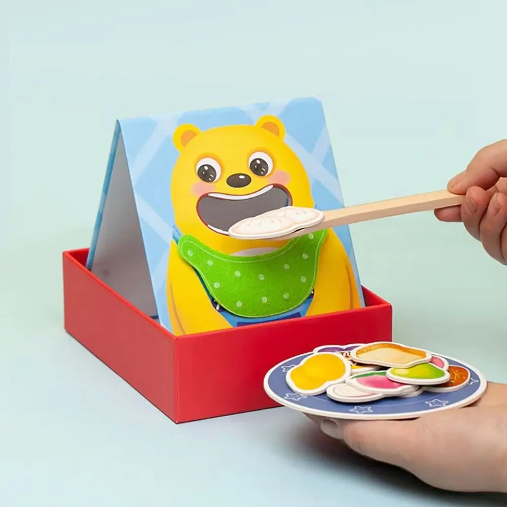 Simulação de alimentação de alimentos jogo de alimentação role play simulação urso fingir conjunto de comida colher de papel pai-filho brinquedo de alimentação para amigo