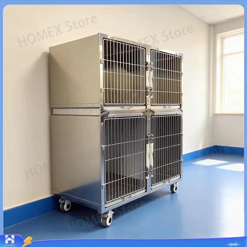 Heavy Duty Stainless Steel Dog Cage Large Metal Pet Crate Anti Rust Durable Kennel for Medium Big Dogs Indoor Outdoor Use