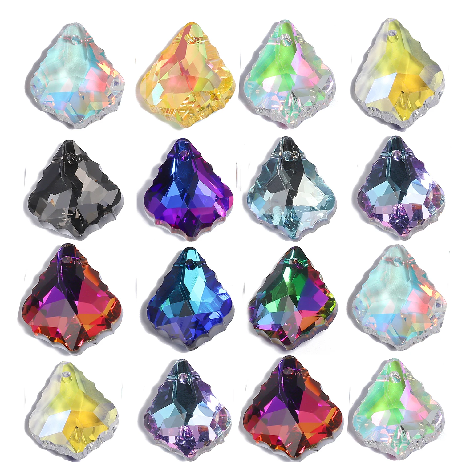 8pcs 15x22mm Leaf Shape Austrian Crystal Pendants Faceted Multicolor Crystal Charms for Jewelry Making DIY Necklace Earrings