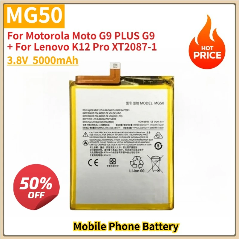 New Replacement Mobile Phone Battery3.8V MG50 For Motorola Moto G9 PLUS G9+ For Lenovo K12 Pro XT2087-1 5000mAh Li-Polymer