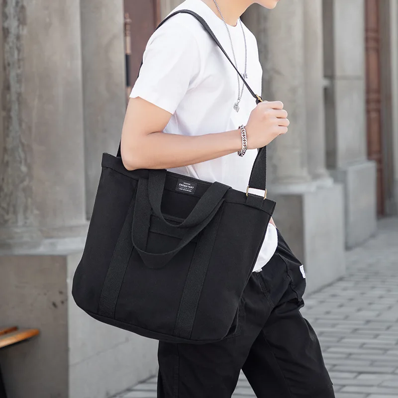 Summer New simple student canvas bag men Korean style casual shoulder messenger bag handbag unisex crossbody bag handbags 가방 sac