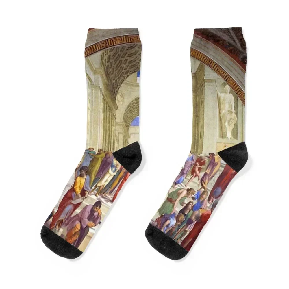 Raphael The School of Athens, from the Stanza della Segnatura Socks basketball Rugby retro Socks Ladies Men's