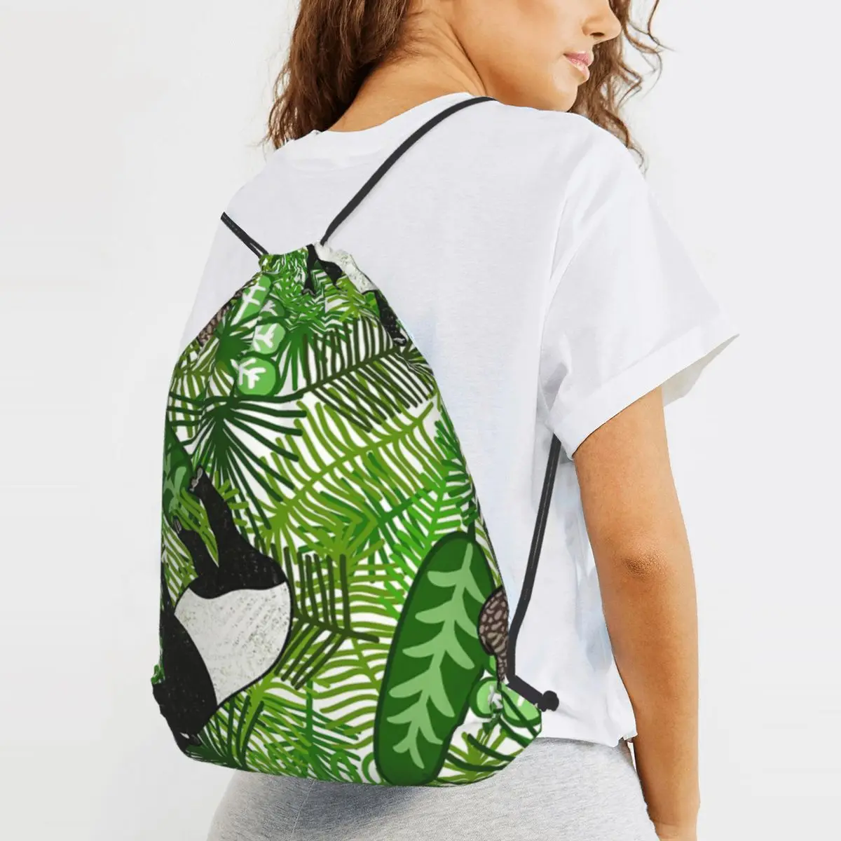 Jungle Tapirs Backpacks Fashion Drawstring Bundle Pocket Shoes Bag Book Bags for Travel School