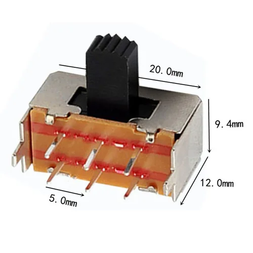 Imagen 1 del producto Interruptor de palanca lateral de 6 pines, 10 piezas, Doble posición, seis Pines, 2P2T, interruptor deslizante de parkside
