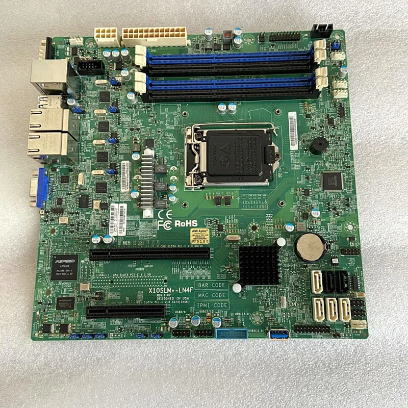 For Supermicro Server M-ATX Motherboard LGA1150 C224 Support E3-1200 v3/v4 DDR3 PCI-E 3.0 X10SLM+-LN4F