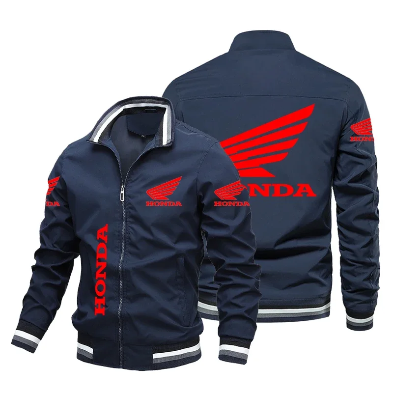 Men\'s Honda Red Wing Racing Logo Print Jacket Windproof Windbreaker Honda Racing Team Biker Jacket Motorcycle Men Clothing Coats