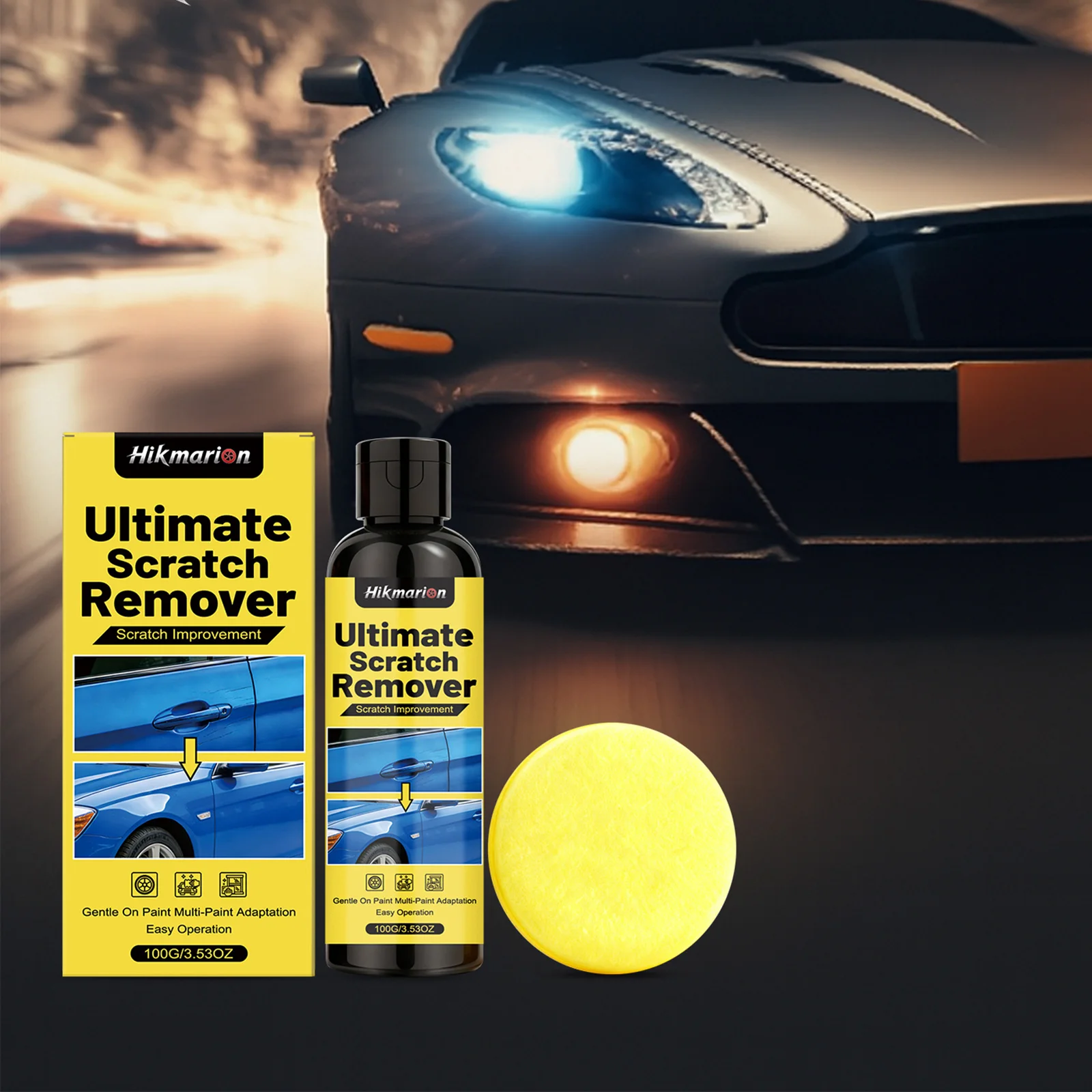 Car Scratch Remover with Sponge Easy Operation Universal Car Scratch Repair Kit Works on Cars Trucks SUVs RVs & More 3.53oz