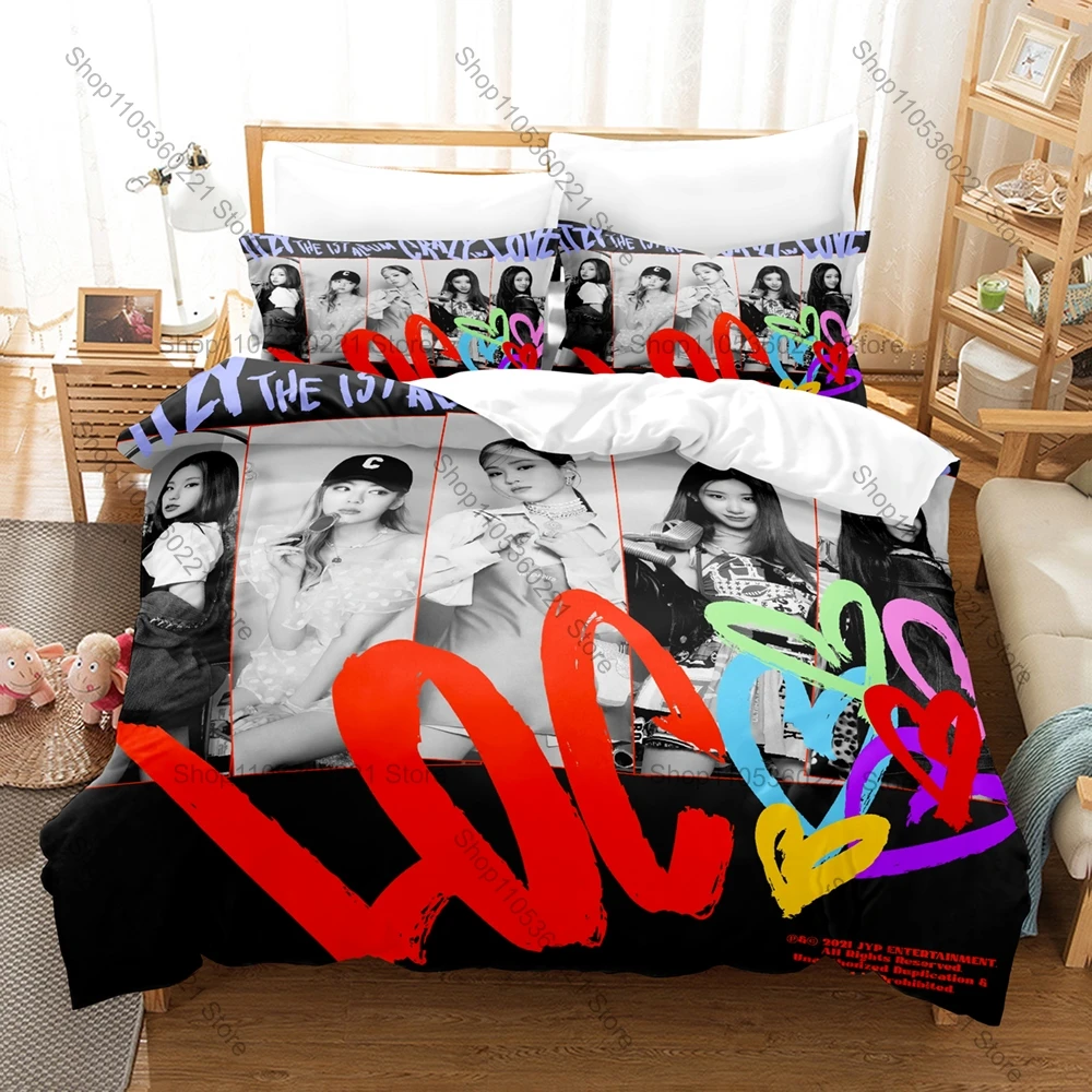 ITZY LOCO Bedding Set 3D Print Kpop Girl Group Duvet Cover Set Twin Full Queen King Size 3PCS Bed Linen for Fans Bedroom Decor