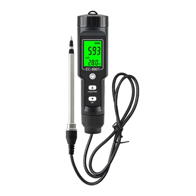 

Digital EC/Temp Soil Tester 0.00-10.00MS/Cm Conductivity Meter Waterproof Sensor Analyzer for Planting Garden Outdoor