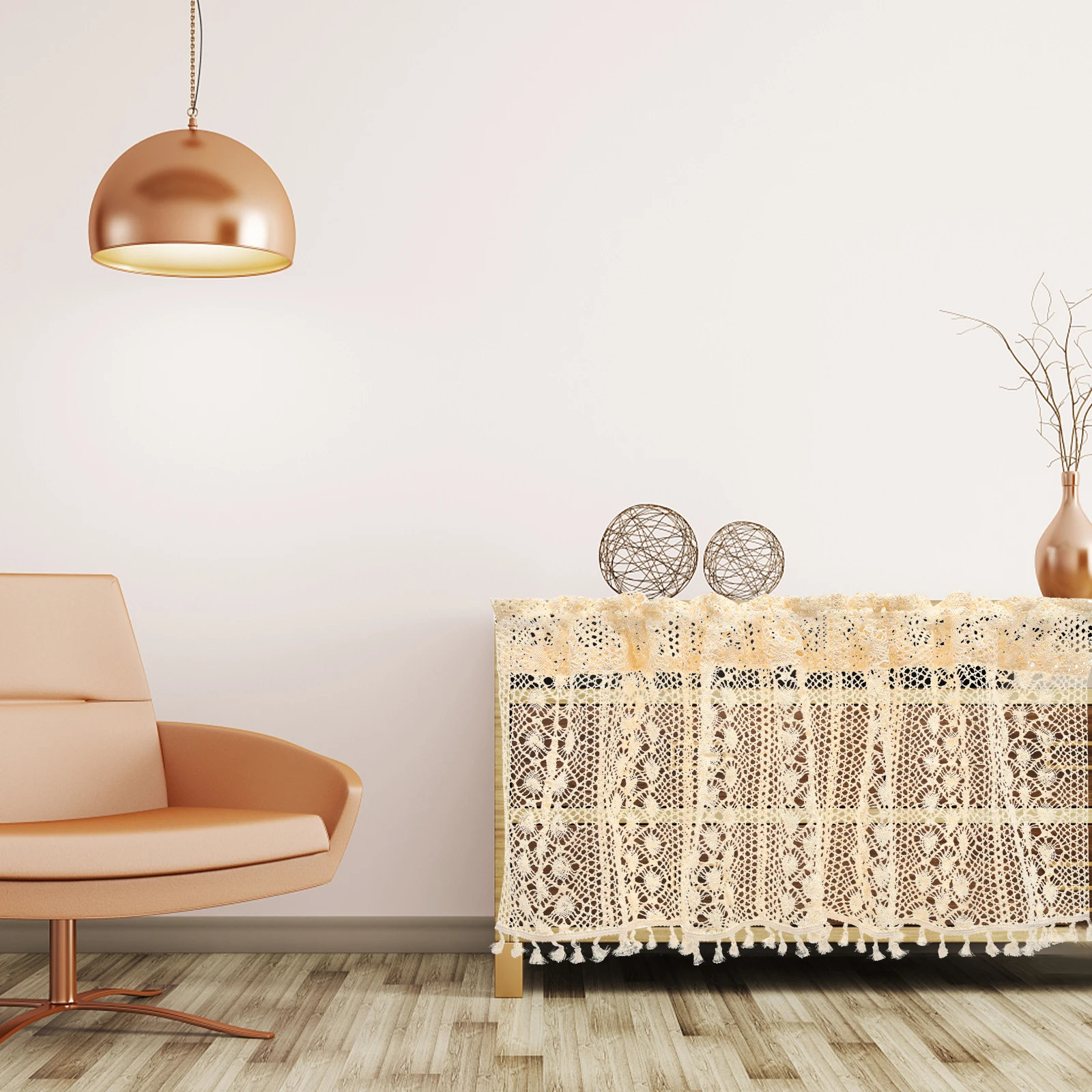 

Alipis Small Crochet Curtain for Bathroom Window Cabinet Door Half Cotton Curtain Bohemian Shelves Decor Thread