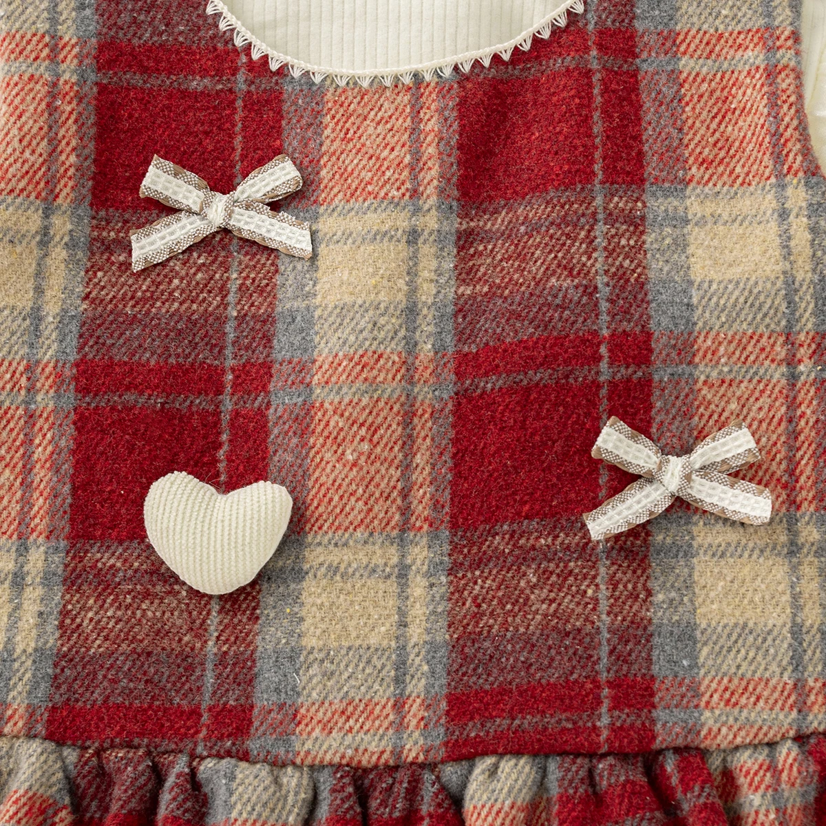 Mädchenkleider für Frühling und Herbst, Baumwolle, kariert, mit Schleife, langärmelig, Baby-Mädchenkleid, süßes und niedliches Prinzessinnenkleid, Mädchenbekleidung – Detail 8