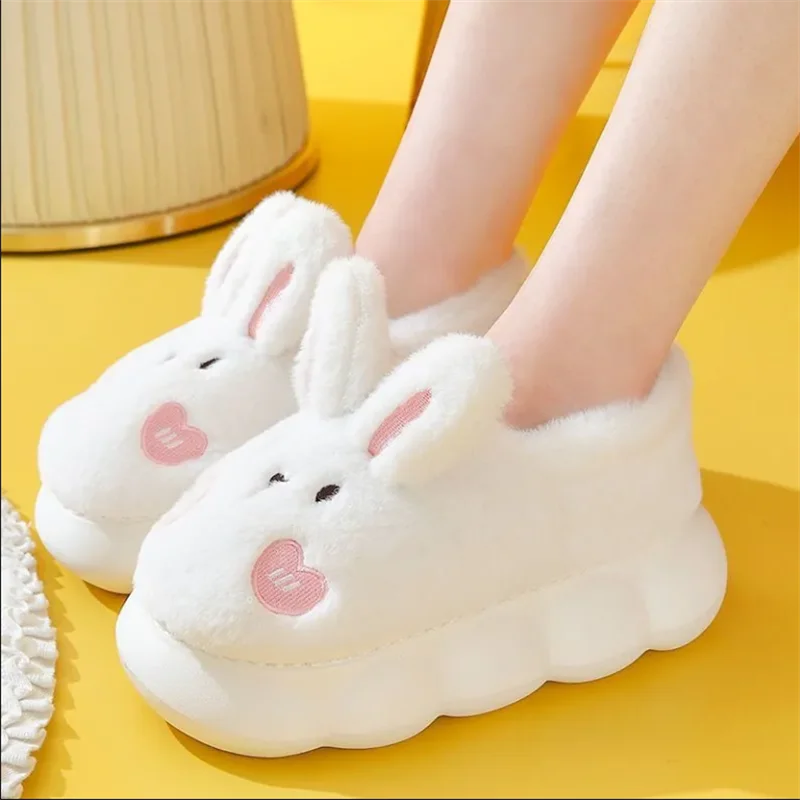 Cotton Slippers Women Internet Celebrity Shoes New Cute Cartoon Rabbit Shoe Winter Warm Woman Shoes Indoor Fluff Shoes for Women