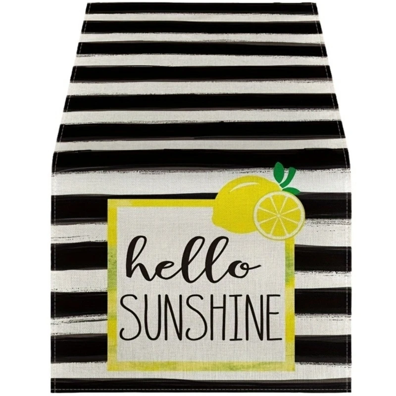 

Lemon Table Cover Tablecloth Festival Table Runner with Lemon Pattern Tablecloth Striped Lemon Table Cover Dropship