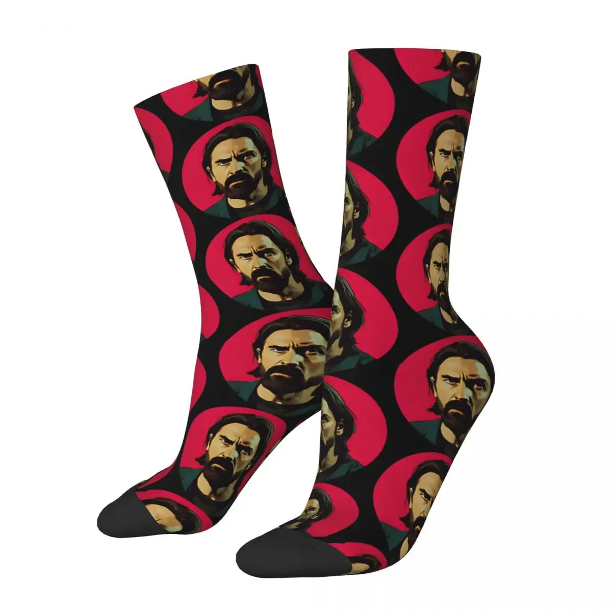 Funny Crazy compression Sock for Men Character Hip Hop Vintage Alan Wake 90S Horror Game Happy Seamless Pattern Boys Crew Sock