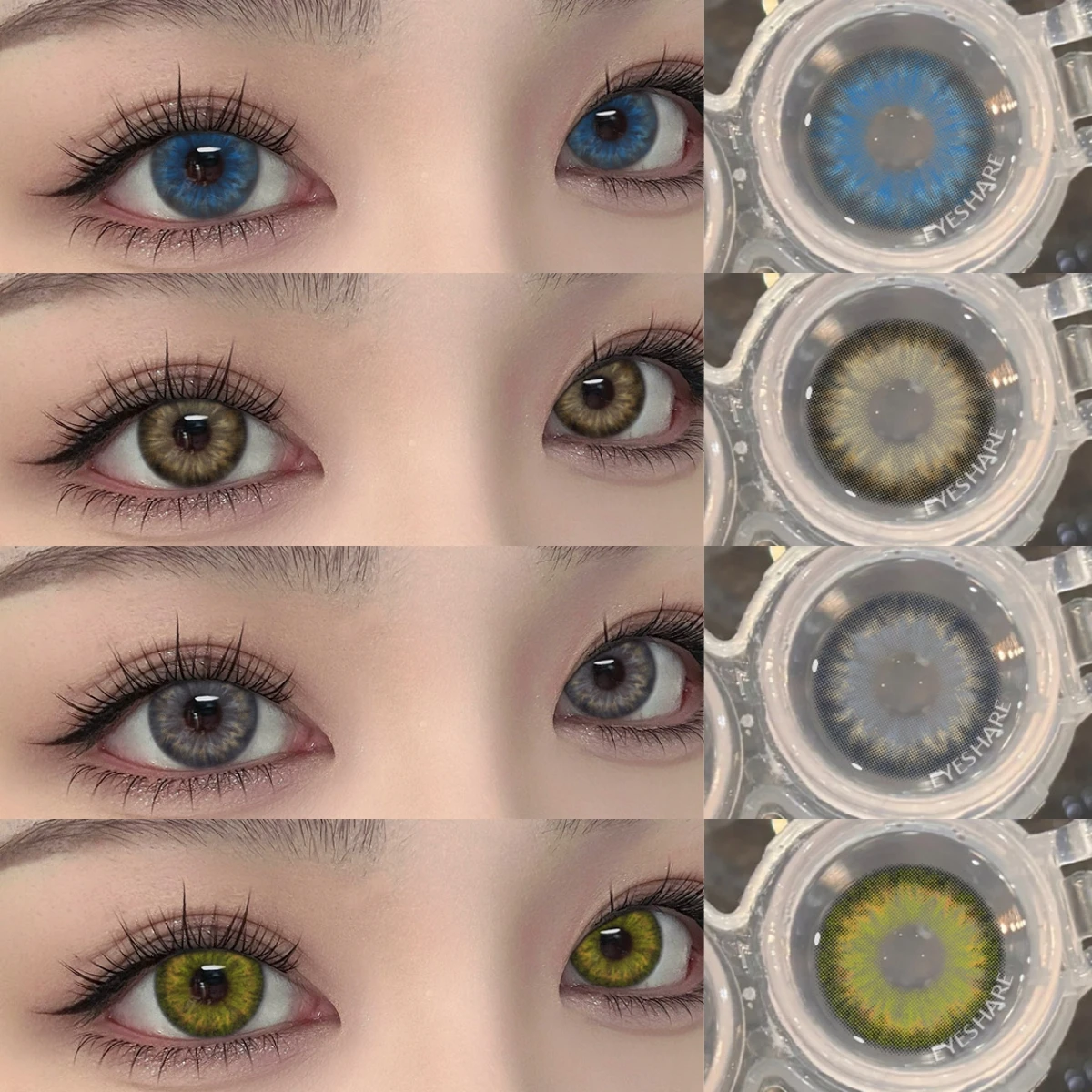 EYESHARE MIKI Kontaktlinse in natürlicher Farbe, grüne Farblinse, Make-up, Schönheit, farbige Schüler, graues Kontakt-Make-up mit natürlichen braunen Augen