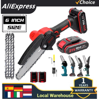 6 inch Handheld Electric Saw Rechargeable Chainsaw Mini Pruning Saw Cordless Chain Saw Garden Power Tool for Makita 21V Battery