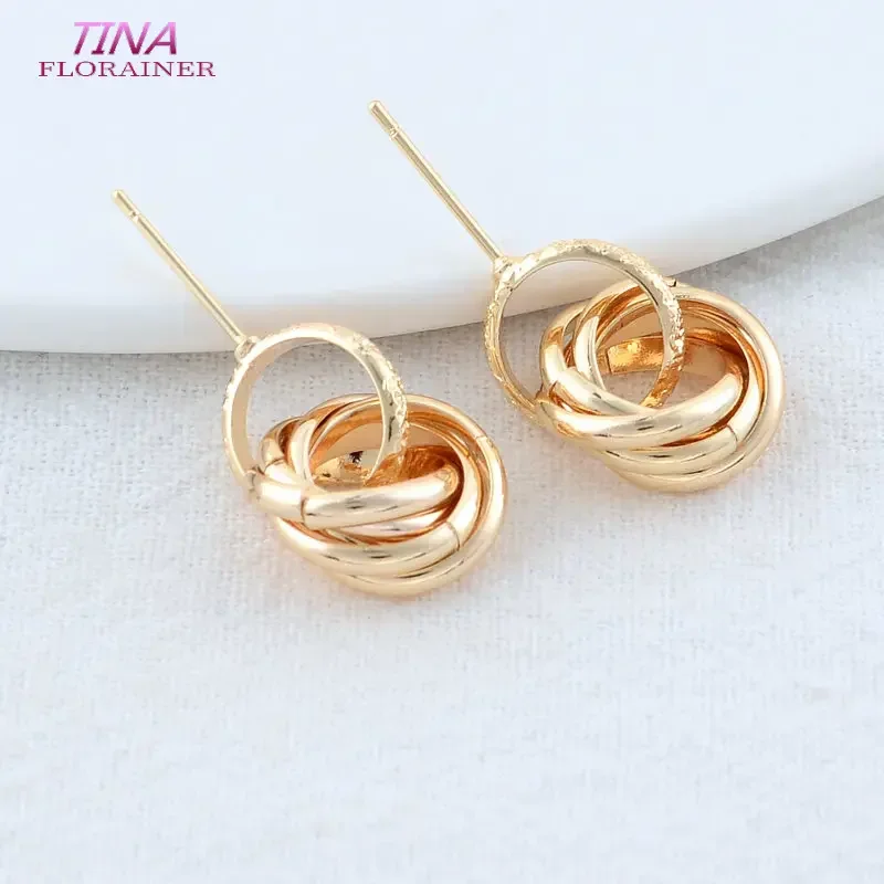 20MM 14K Gold Color Plated Brass Round Stud Earrings High Quality Diy DIY Jewelry Making Finding Accessories