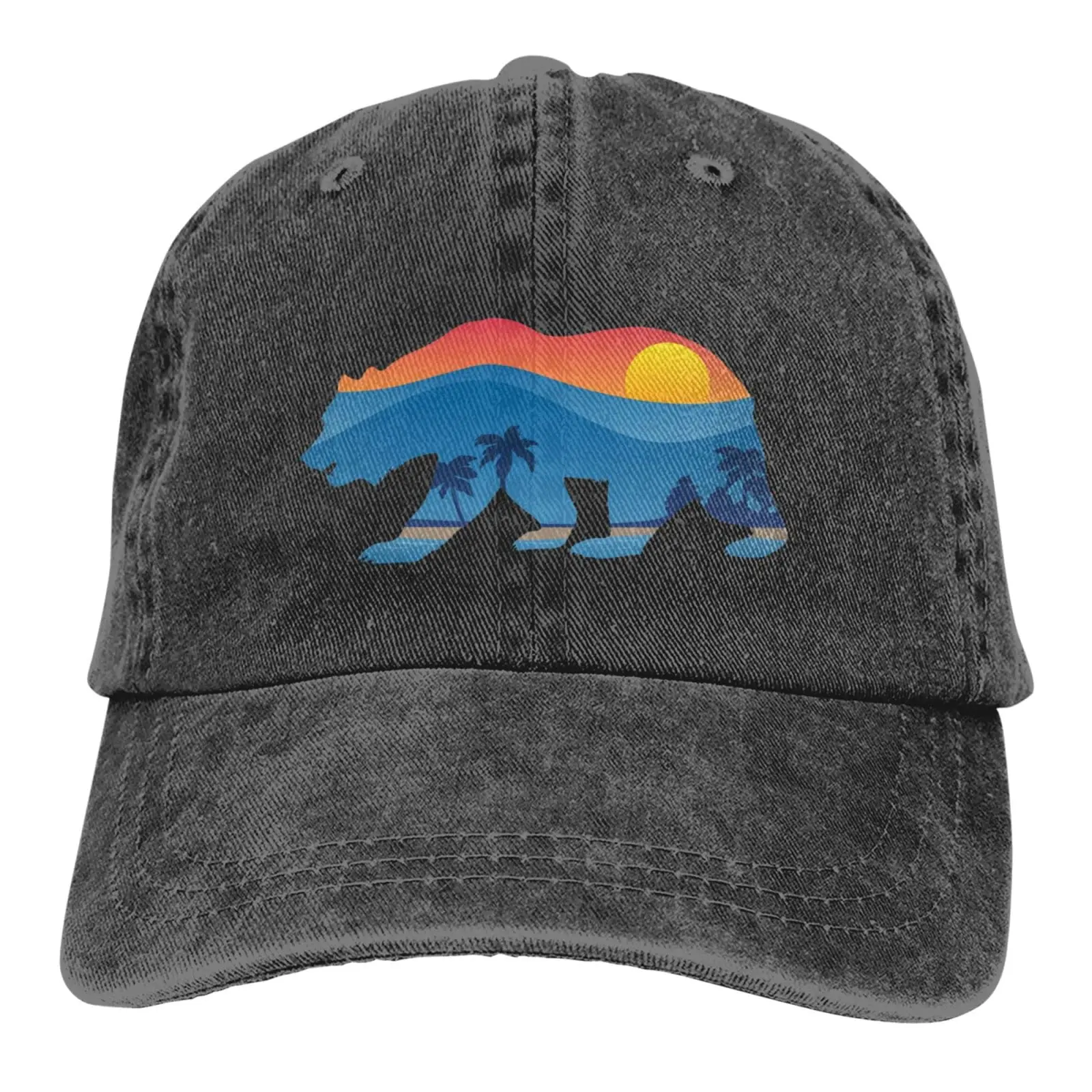 Gorra de béisbol de Mama Bear California para mujer, sombrero de papá de algodón de sarga lavada ajustable, negro