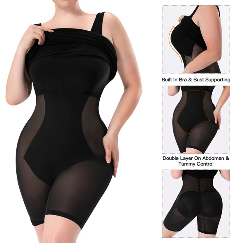 Long Shapewear Dresses Women Sleeveless Tight Full Body Shaper Control Slips Built in Shapewear Bra in 1 Dress