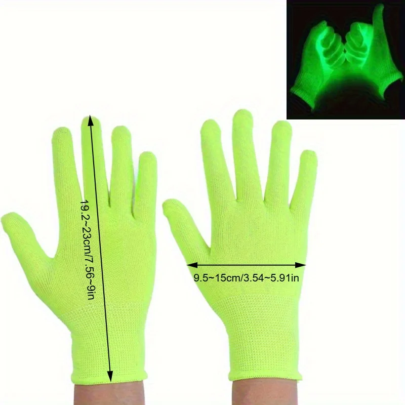 20 Paar leuchtende Partyhandschuhe für Weihnachten – UV-reaktives Neon-Grün, geeignet für Blacklight-Partys, Bar-Events und Erwachsenenfeiern – langlebiges Polyester-Leuchtzubehör, federfreie Konstruktion, Halloween-, Weihnachts- und Party-Spielzubehör – Detail 7