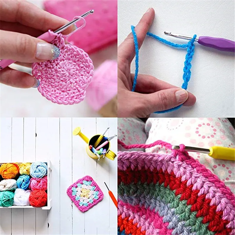 58pcs DIY Crochet Set Beginner Knitting Set Hand Knitting Kit with Storage Bag Crochet Needle Hooks Kit 5 Roll Random Color Yarn