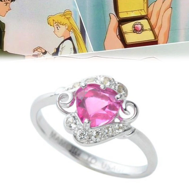 Anime Sailor Moon Ring Tsukino Usagi Ruby Cosplay Adjustable Opening Rings Jewelry Accessories Gifts