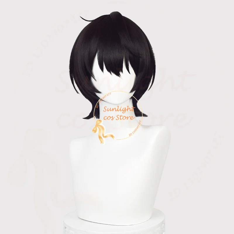  Knights Sakuma Ritsu Cosplay Wig 32cm Black Scalp Wig Heat Resistant Synthetic Hair ES Party Anime Wigs + Wig Cap