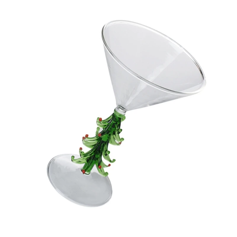 2025 Nuevo y elegante vaso vino con temática navideña con forma árbol Navidad para bebidas
