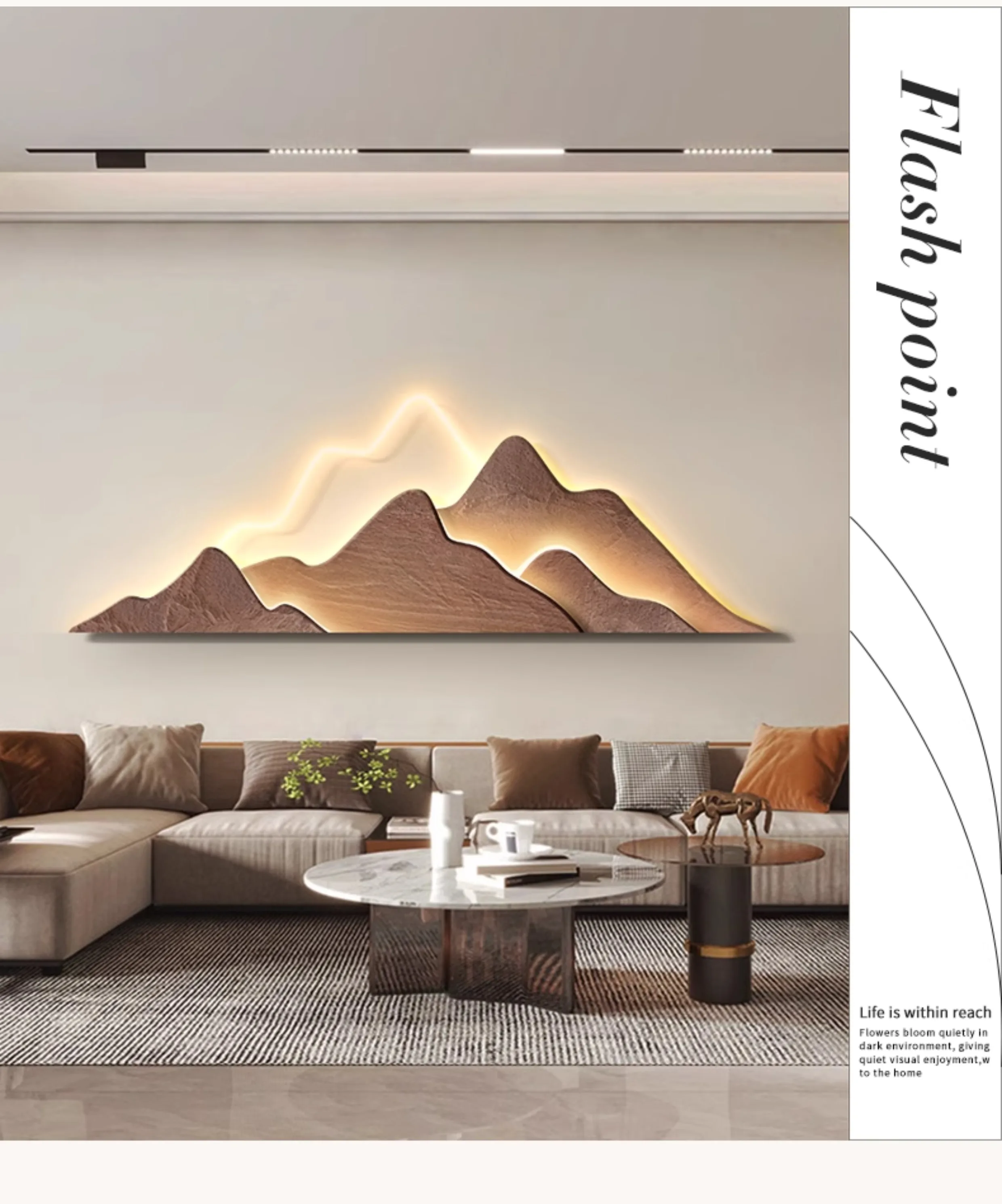 

Backrest mountain sofa background wall decorative painting, landscape painting, living room hanging painting, modern light luxur