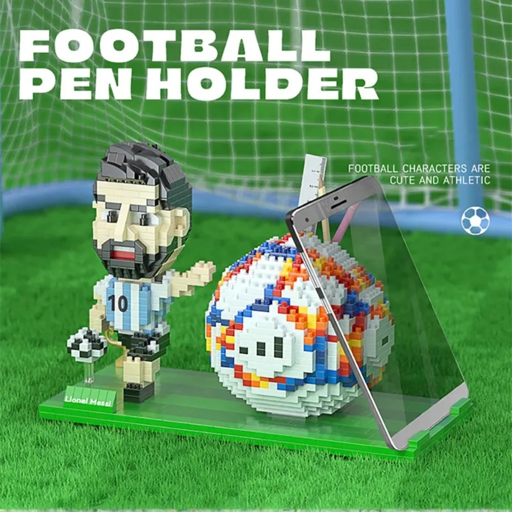 2024Football Player Model Mini Size Building Blocks Creative DIY Pen Holder Mobile Phone Holder Bricks Toys For Children Gifts