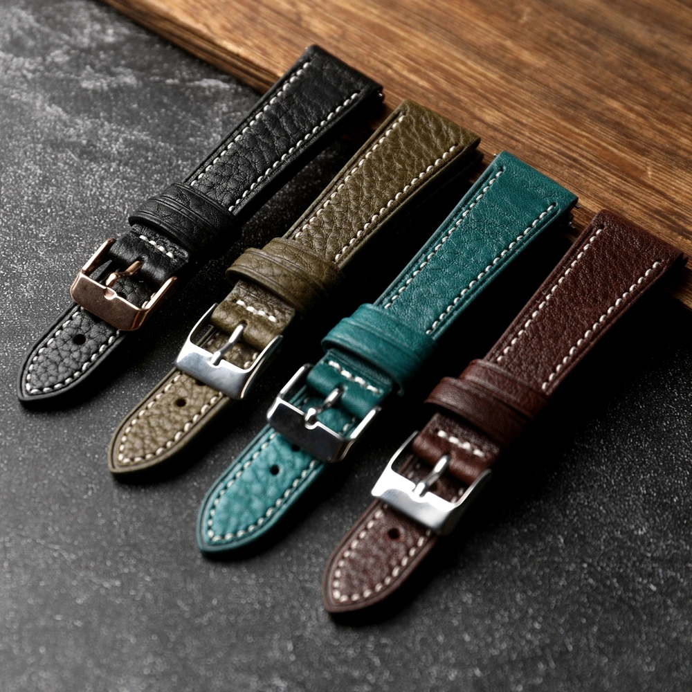 

Ремешок из натуральной кожи ручной работы, 18 19 20 21 22 мм, винтажный высококачественный быстросъемный ремешок для часов, роскошный винтажный мягкий браслет