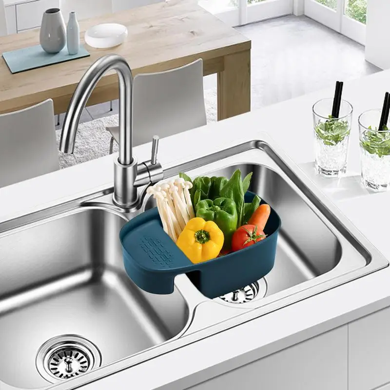 Waschbecken-Lebensmittelfänger, Korb über der Spüle, Wäscheständer, Waschbecken-Lebensmittelfänger, multifunktionales Waschbecken-Sieb, Sieb, Lebensmittelabfallfänger