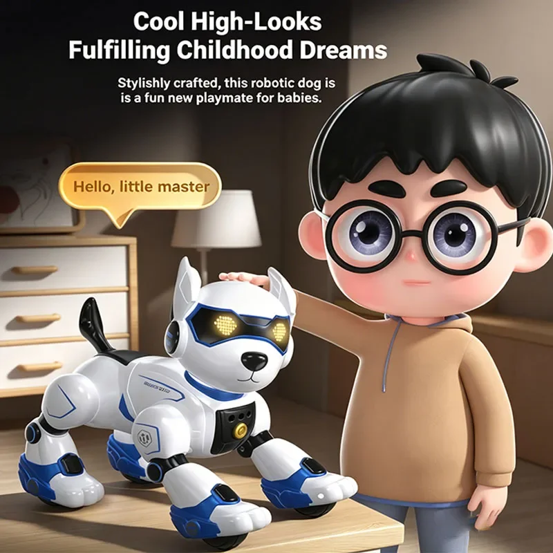 Top JJRC Q27 RC Robot Stunt Dog Toy for Kids Four-Wheel Gesture Detection Voice Interaction Feature Educational Fun Gift